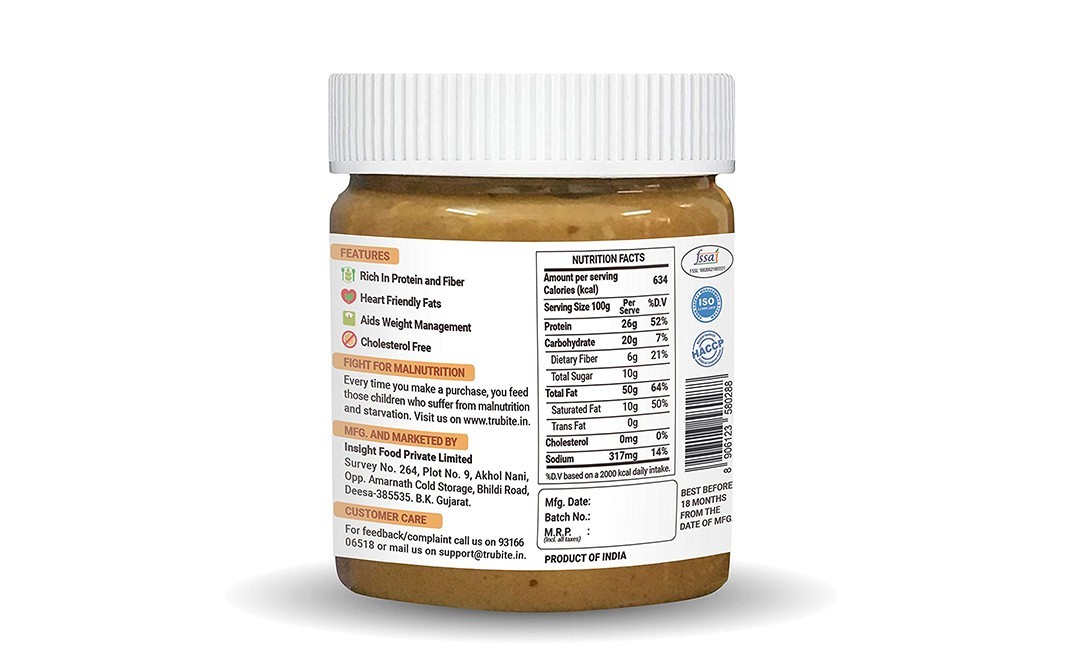 Trubite Classic Peanut Butter Creamy    Plastic Jar  350 grams